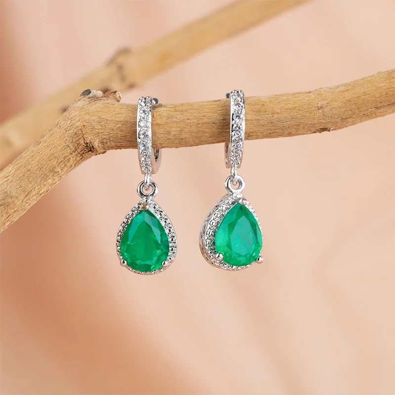 

Bague Ringen Classic Paraiba Drop earring water drop shape gemstones 5a zircon silver women fine jewelry wedding party gift
