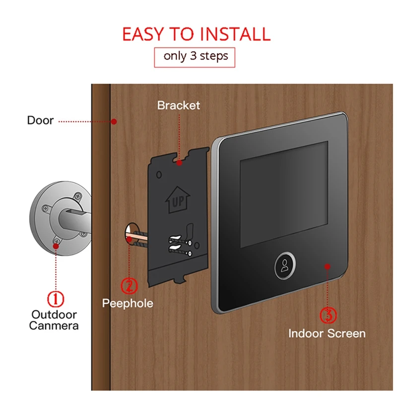 

LCD Screen Electronic Door Viewer Bell IR Night Door Camera Photo Recording Digital Door Viewer Smart Peephole Doorbell