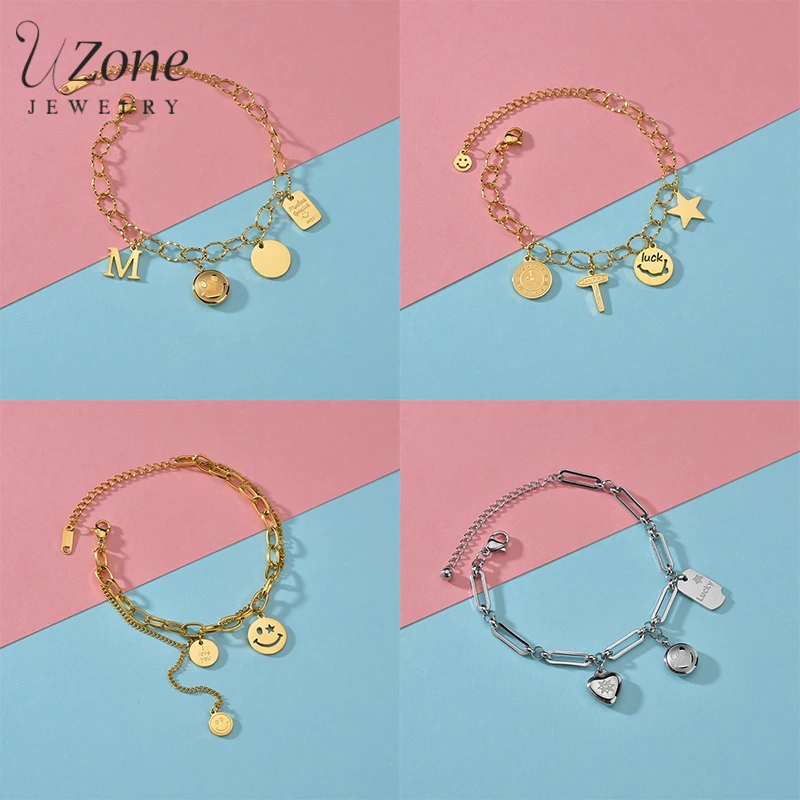Романтический подвесной браслет UZone со смайликом регулируемые браслеты-цепочки