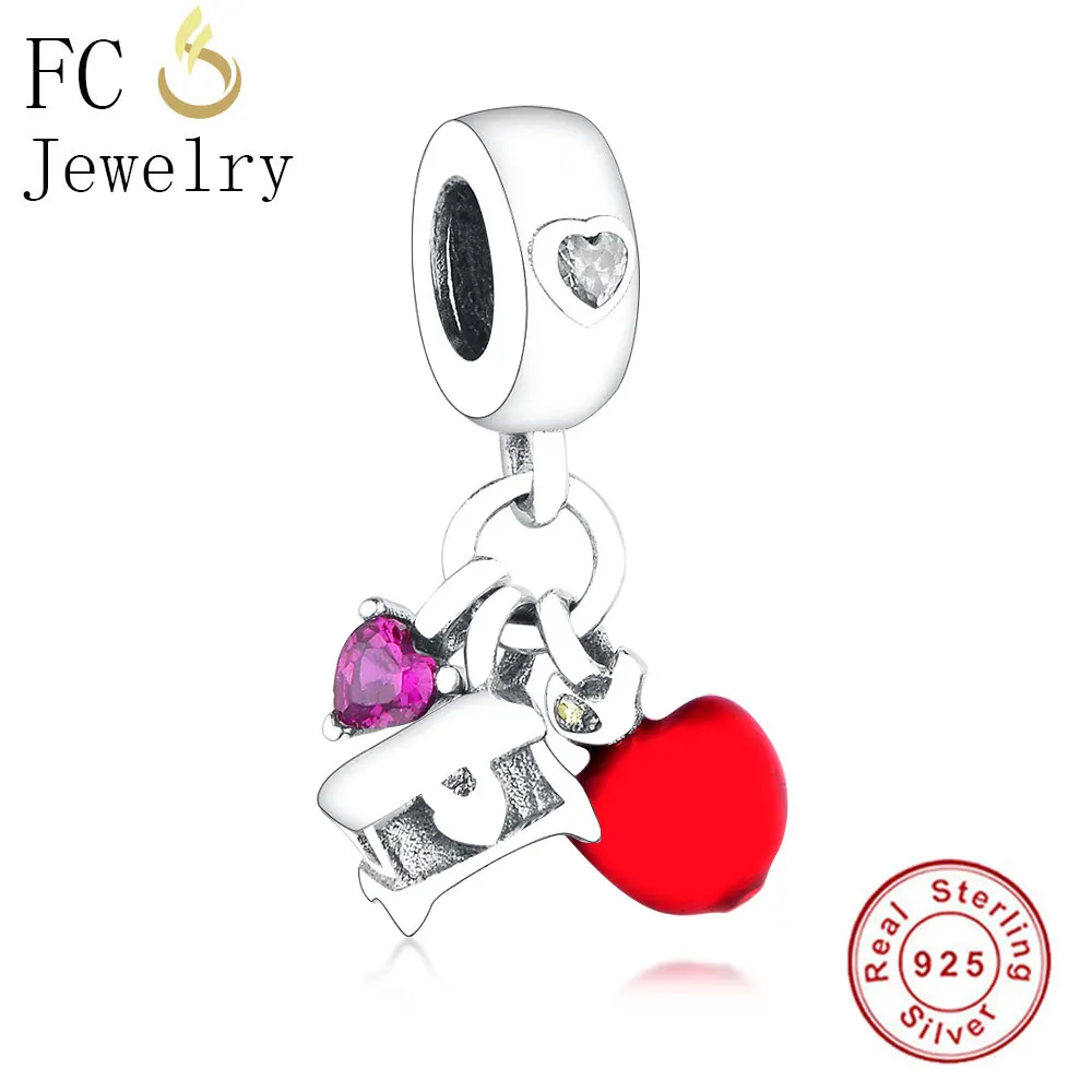FC ювелирное изделие, браслет Pandora, 925 серебро, Bobot, рыба, ангел, медведь, кошка, красная эмаль, чип, чашка пони, бусина, Berloque - Цвет: FC0849