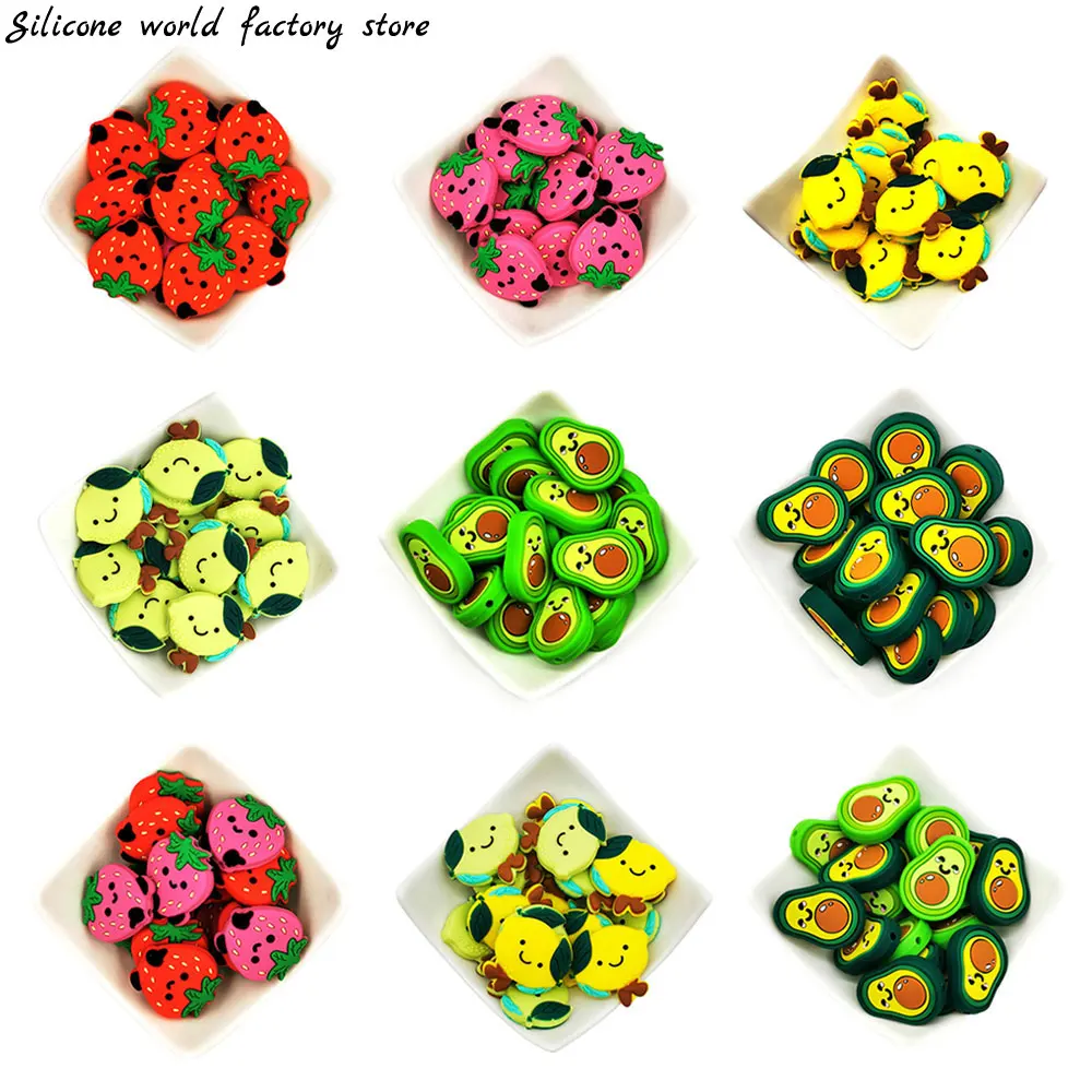 

Silicone World 1pcs Fruit Beads Silicone Beads Silicone Teether Teething Beads Food Grade Infant Chewable Toys DIY Bracelet Bead