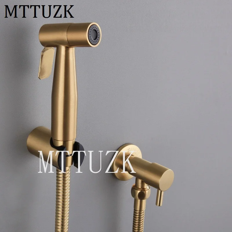 Матовый Золотой смеситель для биде из нержавеющей стали 304 ручной душ ванной