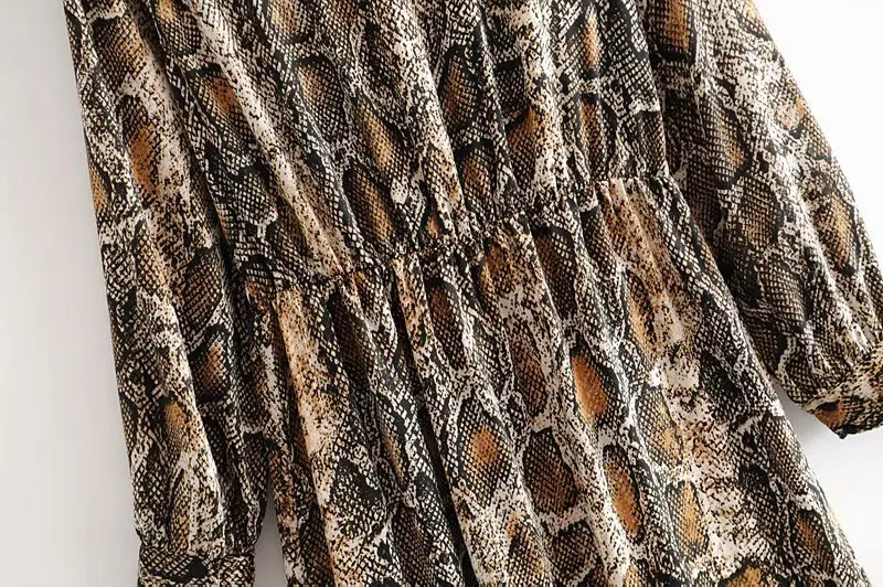 2019 осеннее и зимнее новое платье со змеиным принтом женское трапециевидной формы