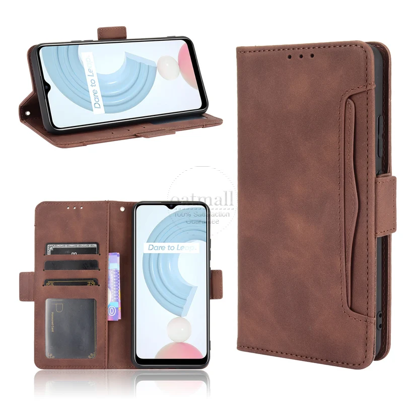 wallet cases for oppo realme c21 case magnetic closure book flip cover for oppo realme c21 leather card holder phone bags free global shipping