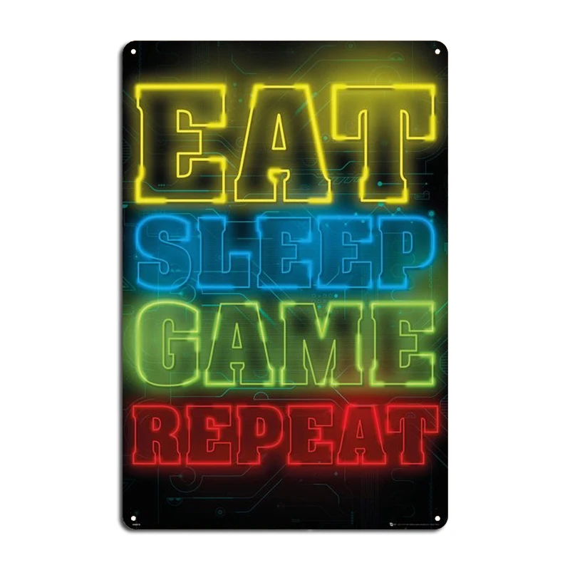 Геймерские металлические вывески паба смешные постеры на стену кухни Символ духа Eat Sleep Game Repeat.