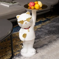 home decoration accessories for living fortune cat large floor tray ornament figurines for interior statues and sculptures