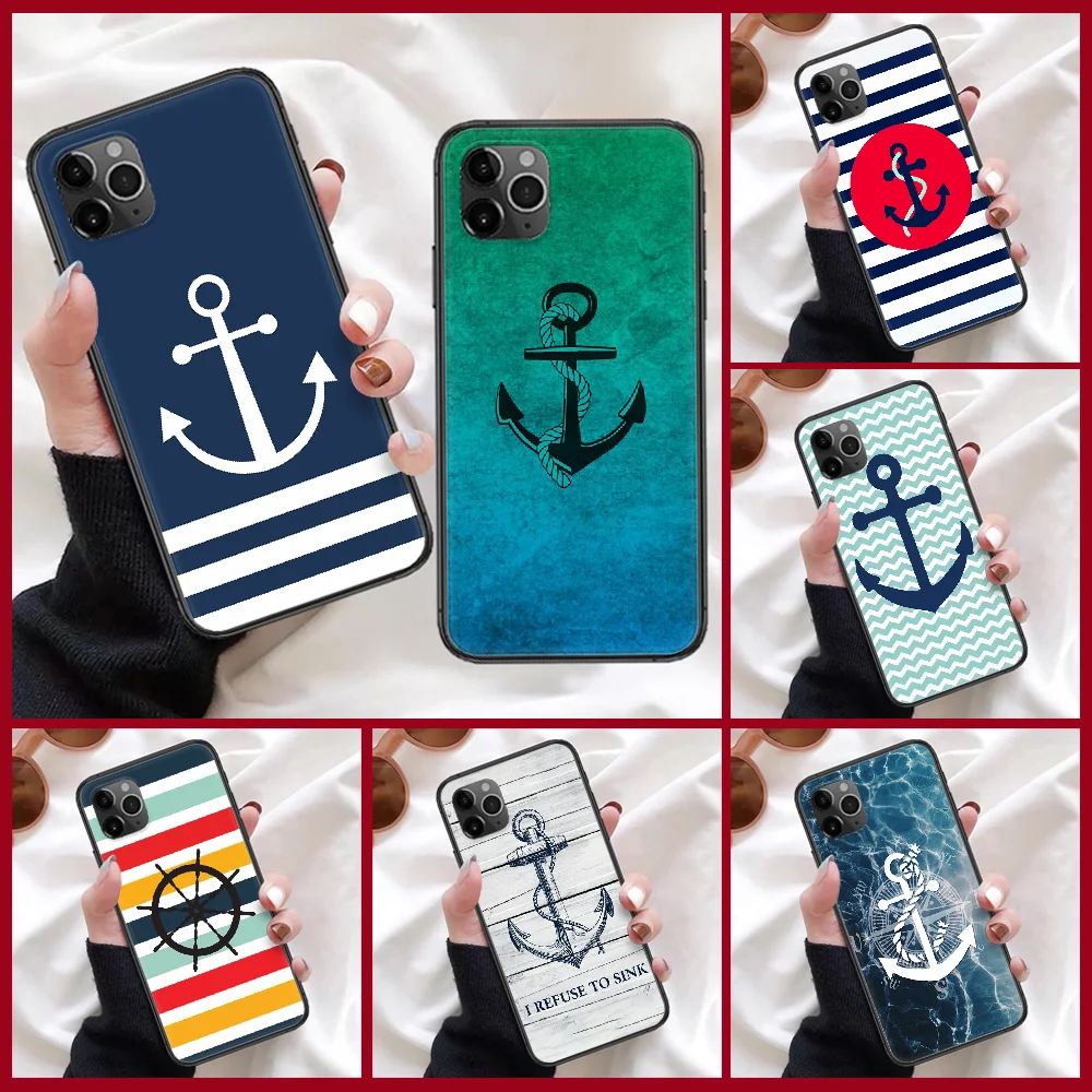 Якорь лодка голубое сердце ремешок чехол для мобильного телефона Iphone 4 4s 5 5S SE 5C 6 6S