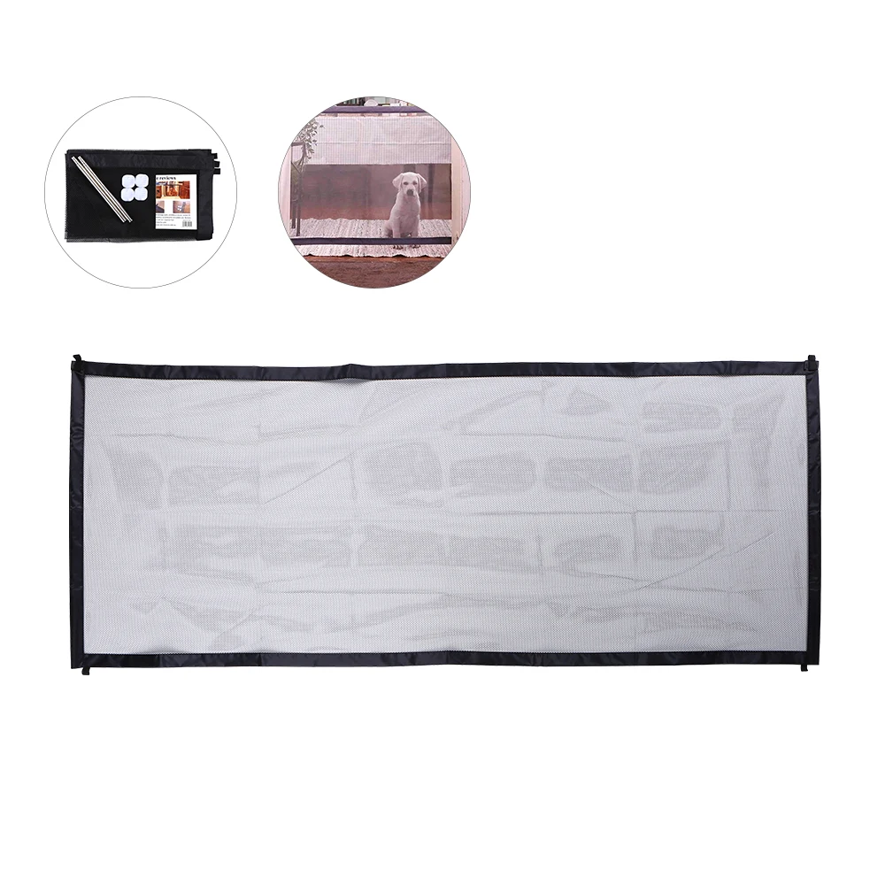 180cm 180cm Set Pet Dog Fence Magic Gate for Dog Portable Net Gate Dogs Net Barrier Fence Safety Guard for Pets for Home Travel Black - Цвет: 180cm