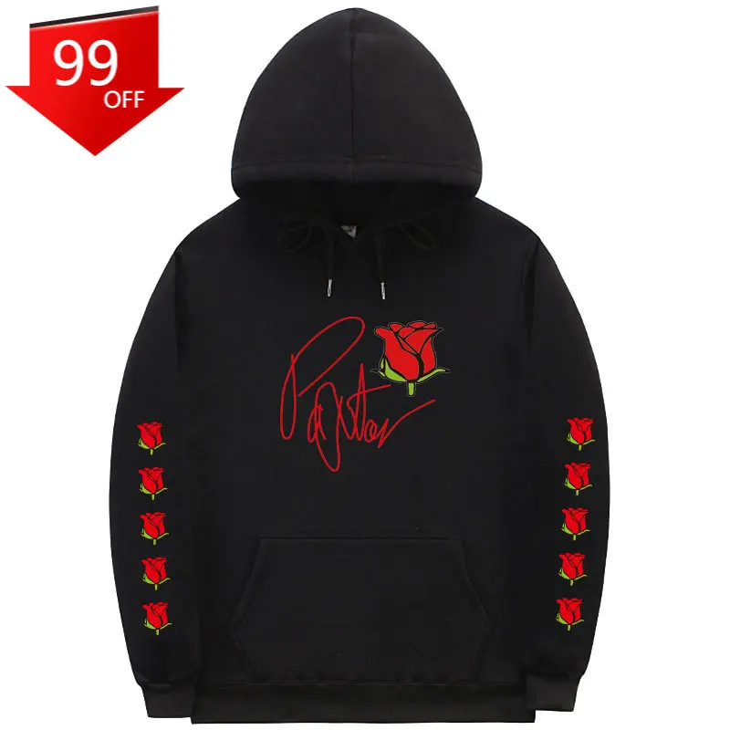 

Mens Women Sweatshirt Embroidery Rose HoodiePullover Tops Letter Print Long Sleeve Unisex Hip Hop Streetwear Clothing
