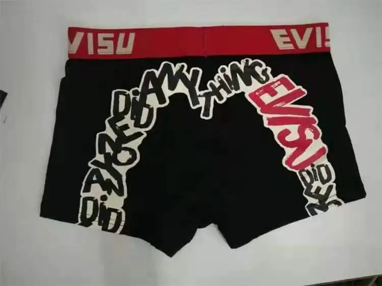 Новые полки Аутентичные Evisu повседневные мужские Tide бренд-Боксер Дышащие Боксеры хлопок печати мода боксер короткий жилет