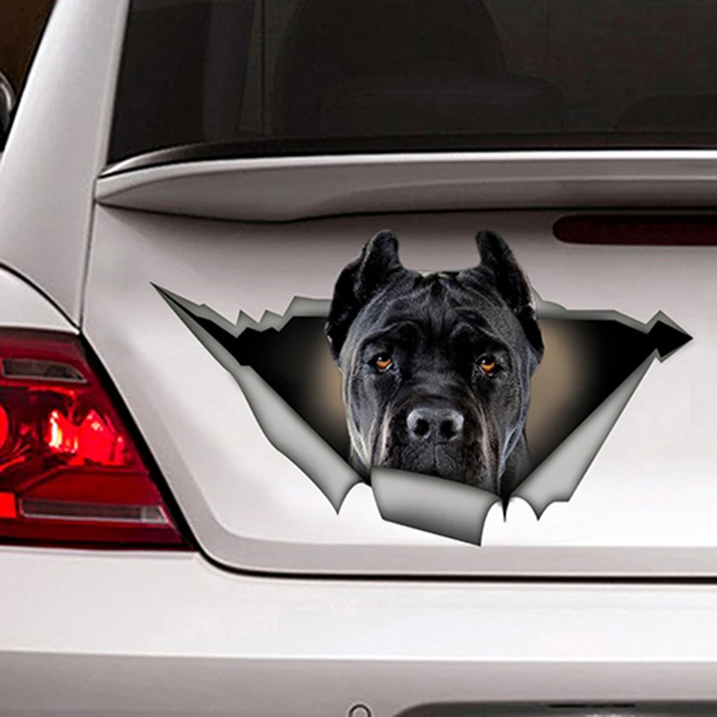 

Cute Pet Dog Car Stickers Black Rattan 3D Tear Metal PVC Decal Waterproof Car Modeling Bumper, 13cm*8cm