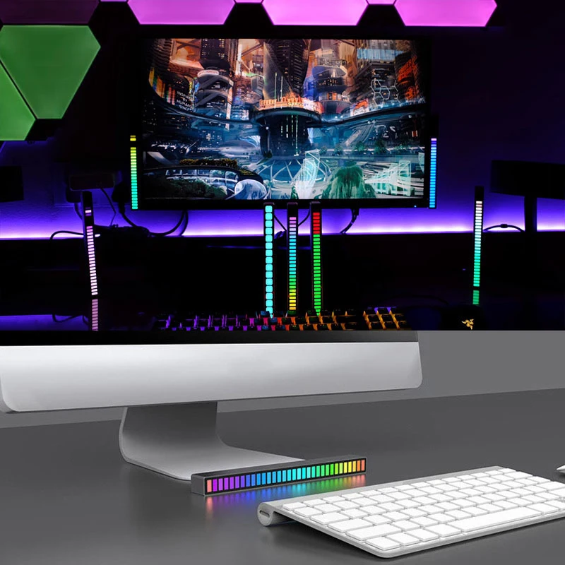 Светодиодная ленсветильник RGB с голосовым управлением цветная лампа для