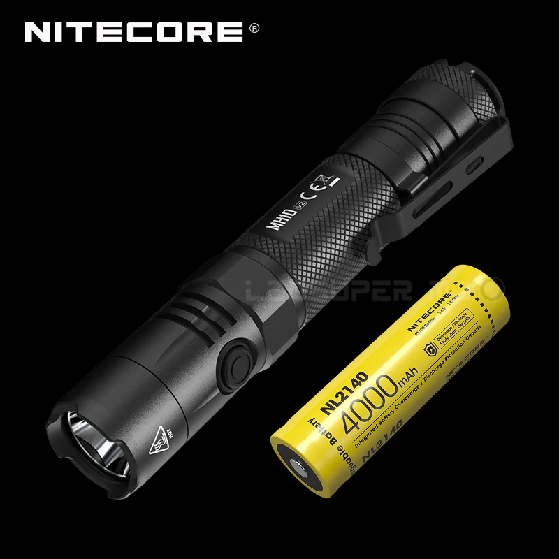 USB-C Rechargeable NITECORE MH10 V2 LED 1200 Lumens Dual Fuel EDC Flashlight with NL2140 4000mAh Battery