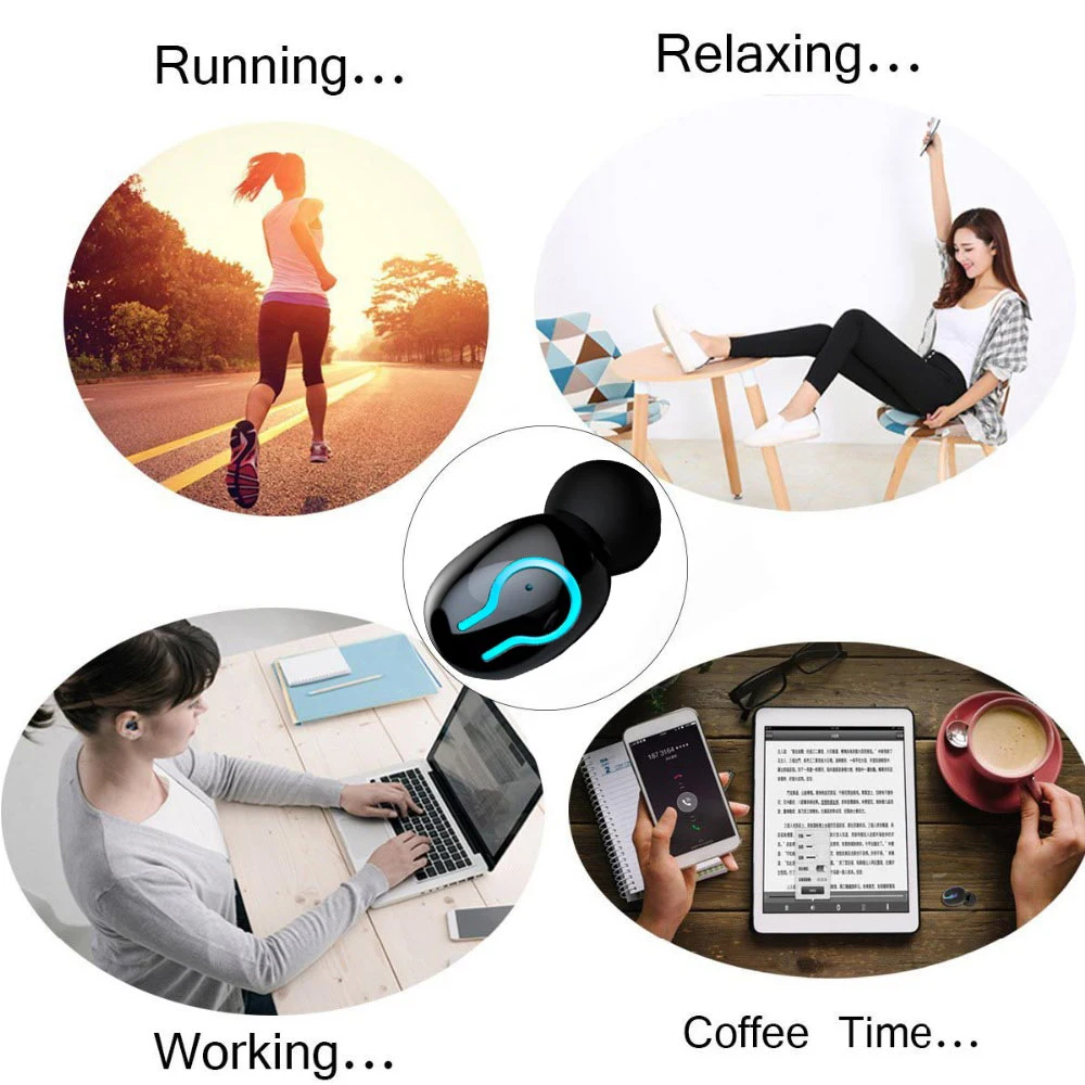 

ALWUP Bluetooth 5.0 Earphone Wireless Headphone Sport Waterproof Stereo Headphone With Dual Mic 6000mAh Battery Charge Case Q66