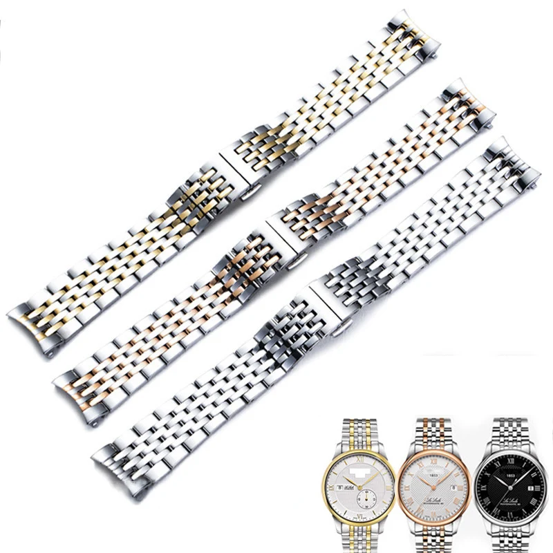 

19mm Stainless Steel Watch band For Tissot 1853 Le Locle T41 male Watch Strap Bracelet female T006 Watchband Curved End
