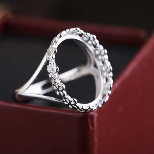 Арт-деко 925 пробы серебро 14x17 мм овальный кабошон полукрепление Женское