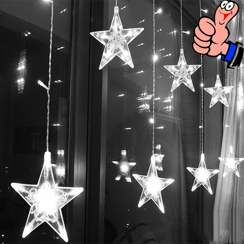 СВЕТОДИОДНАЯ Гирлянда занавеска со звездами 2 5 м 220 В|Светодиодная лента| |