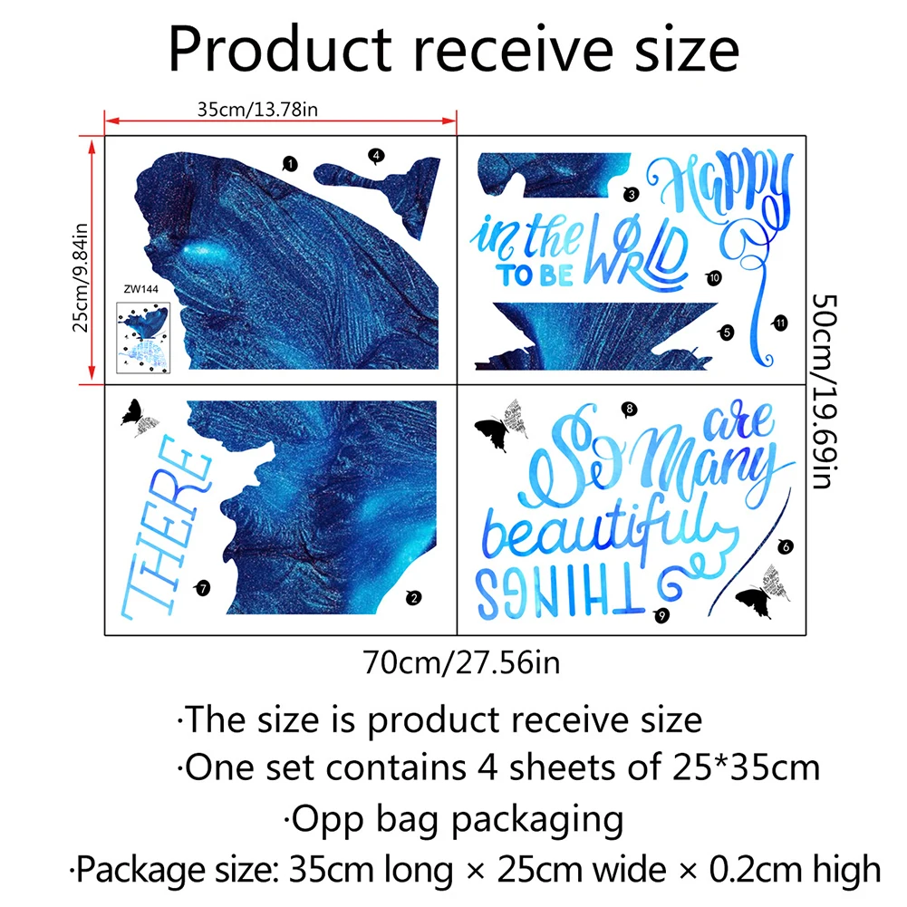 

Wall Stickers Blue Butterfly Pvc Waterproof Adhesive Wall Decor For Living Room Bedroom Home Decor Wall Decals Stickers