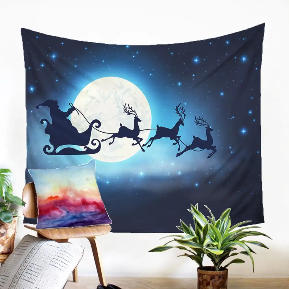 Санта-Клаус под луной шаблон Tepestry 2019 Рождественское украшение домашний декор