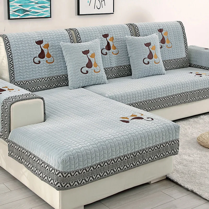 

Crystal velvet Non-slip Plush Sofa Cover Sofa Towel Solid Color Couch Cover Seat Cover for Living Room Corner Sofa Towel