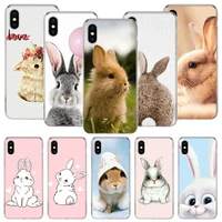 cute white baby rabbits phone case for iphone 11 12 13 pro xs xr x max 7 8 6 6s plus mini 5 se pattern customized coque cover