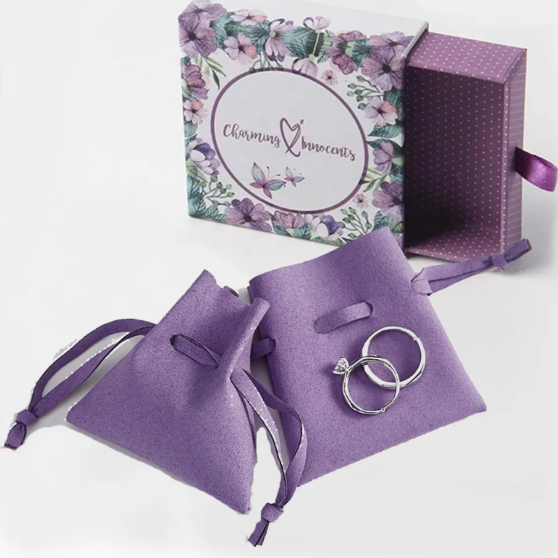 

Purple Microfiber Gift Bags 7x8cm 8x10cm pack of 20 Ring Stud Earring Sack Leather Jewelry Pouches