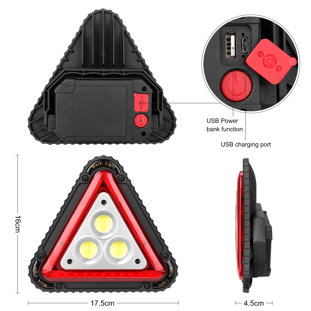 Triangle Working Light Multi-function Camping Flashlight Waterproof Torch COB LED Lantern 4 Modes Linternas Repair Work | Лампы и