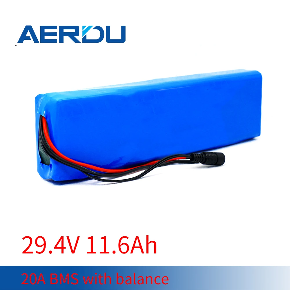 

AERDU 7S4P 24V 2900mah liion battery pack 29.4v 11.6ah 12ah for electric motor bicycle ebike scooter wheelchair cropper with BMS