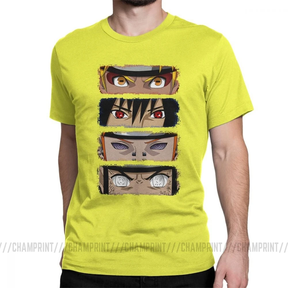 Ninja Eyes Мужская футболка футболки с Наруто Акацуки Пейн Япония уличная одежда с мотивами из аниме Харадзюку Забавные футболки хлопок Летние топы - Цвет: Цвет: желтый
