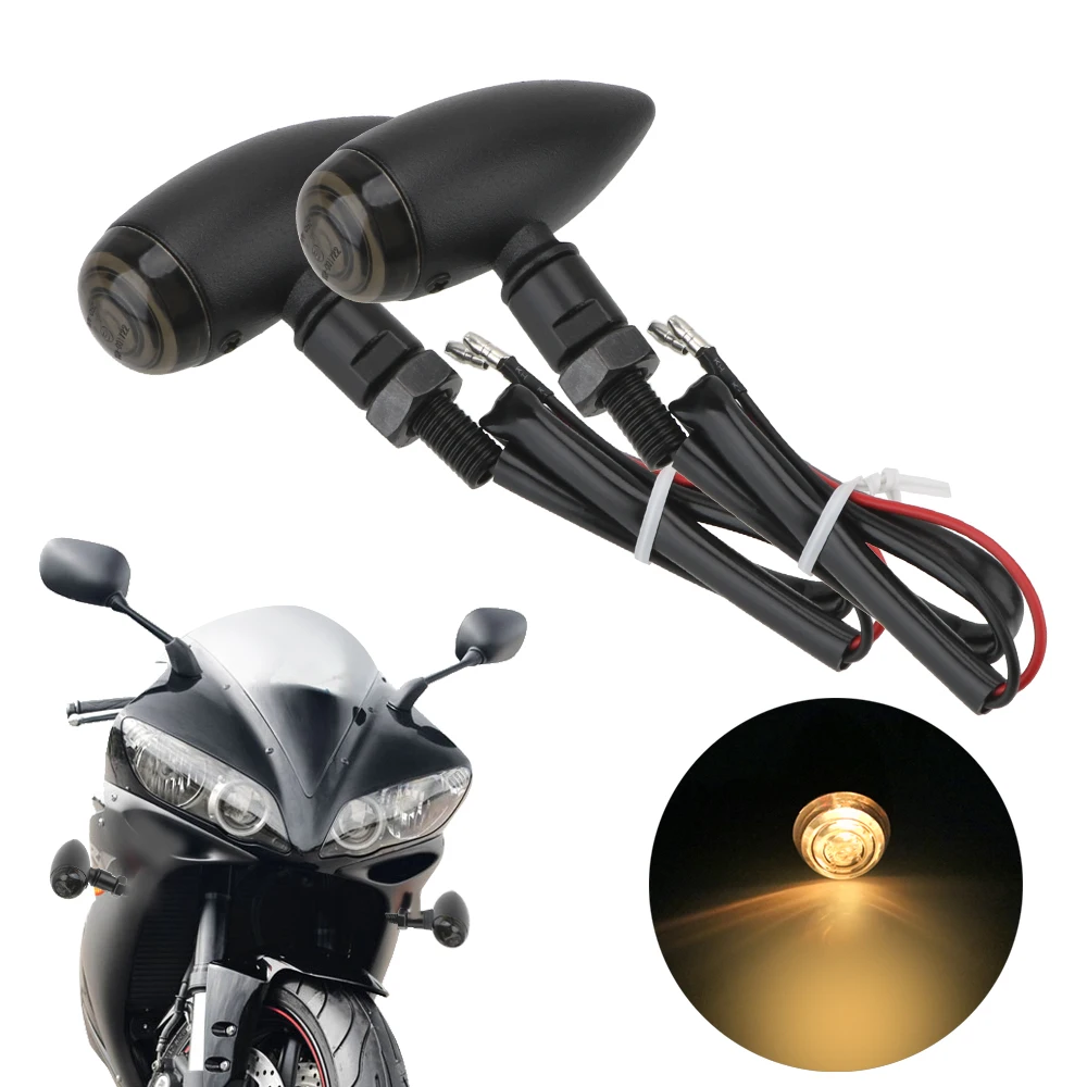 

Tail Light 2Pcs/set Amber Blinker Lamp Indicators Lights For Cruiser Chopper Cafe Racer Motorcycle Bullet Turn Signals