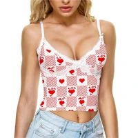 heart print chain sling tops women deep v neck sexy vest 2021 summer new fashion backless pullover shirt ladies streetwear