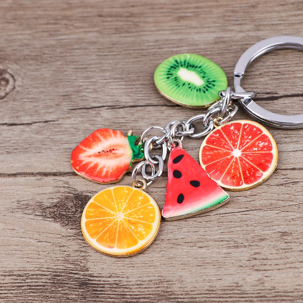 

BG958 Cute Fruit Strawberry Watermelon Lemon Keychain Keyring Couple Jewelry Women Fashion Christmas Small Gift