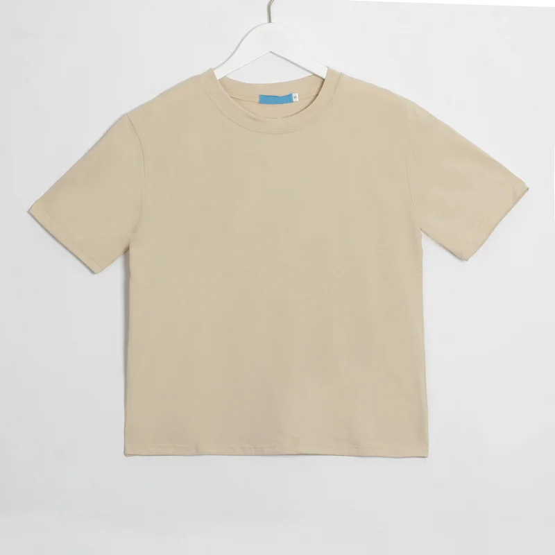 Beige Wixra Женские повседневные футболка топ белая оверсайз база базовая тренды повседневная Зима осень весна лето хлопок кэжуал - Цвет: Beige