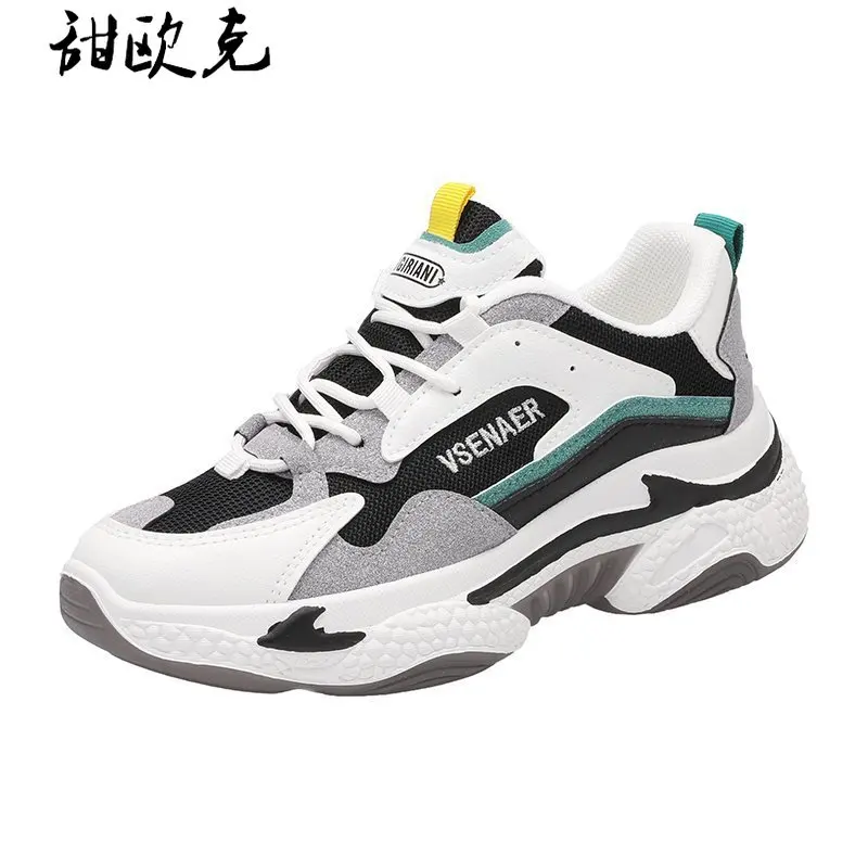 

Women's Shoes Breathable Comfortable Casual Shoes Autumn Women's Color Matching Mesh Platform Shoes Lace-up Non-slip Sneakers