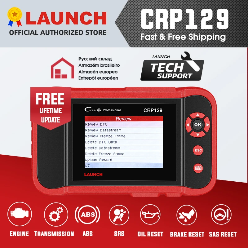 Launch X431 Creader CRP129 obd2 сканер ENG AT ABS SRS автоматический считыватель кодов автомобильный