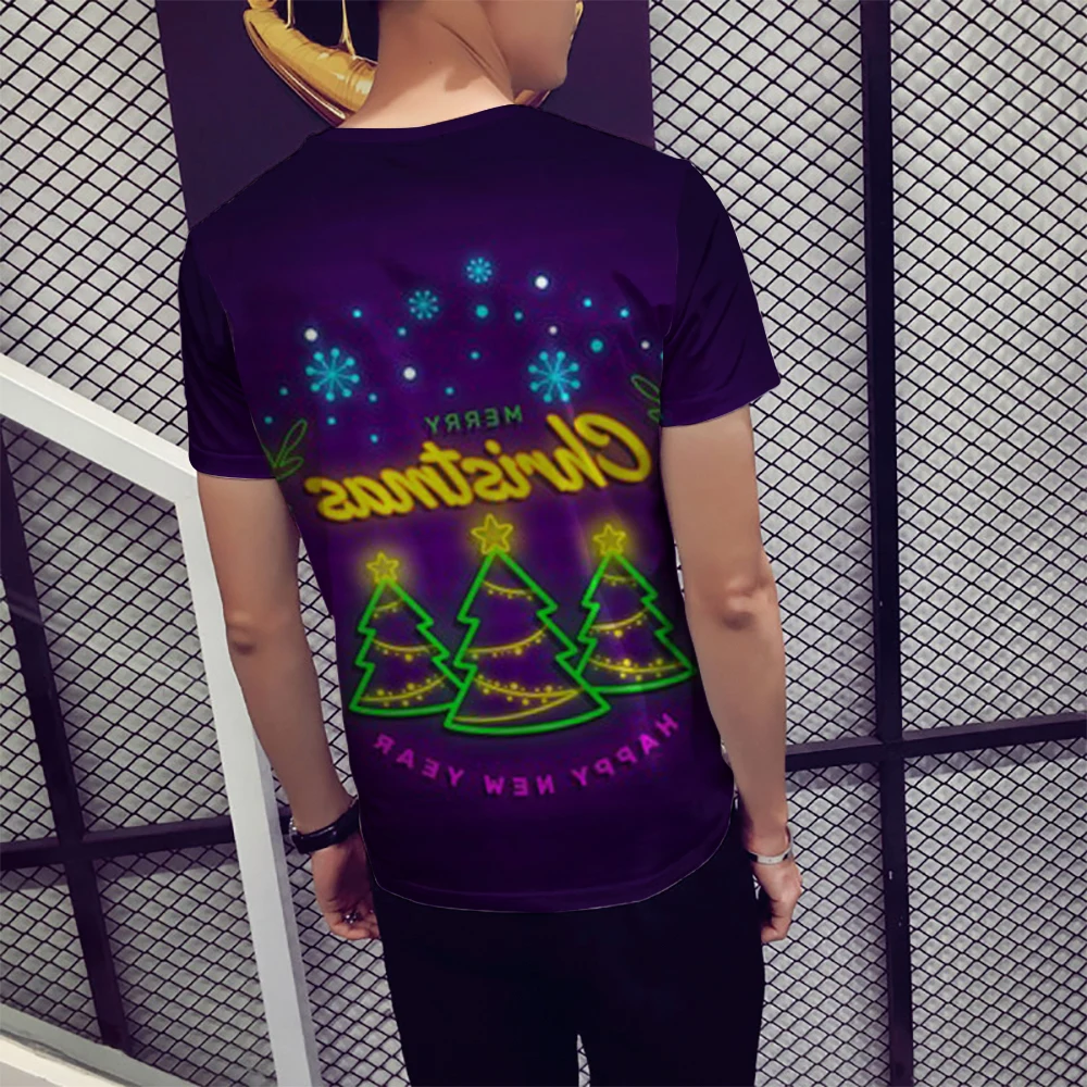 

Summer fashion new men's T-shirt graffiti painting Christmas 3D printing pattern short-sleeved cool casual clothing