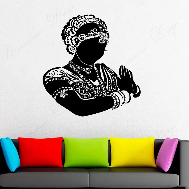 

India Yoga Buddha Wall Sticker Vinyl Art Home Decor Living Room Bedroom Religious Culture Wall Decals Removable Wallpaper 4316