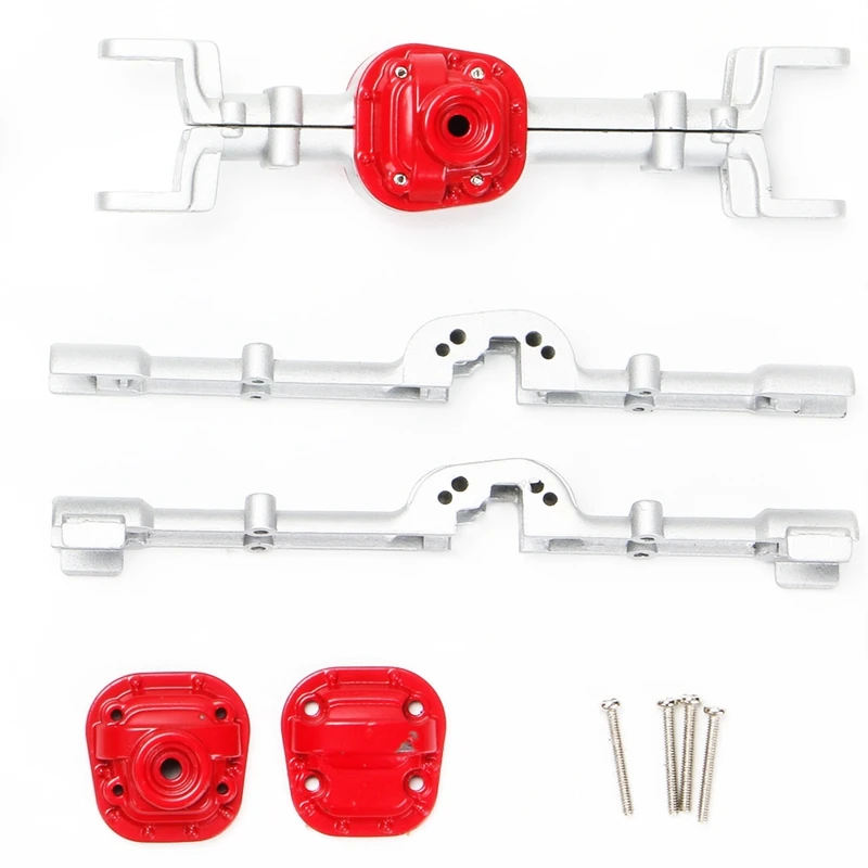 

2 Set RC Car Part: 1 Set Front Rear Metal Gear Axle Housing & 1 Set Pull Rods Servo Fixed Mount Bracket Shock Absorber
