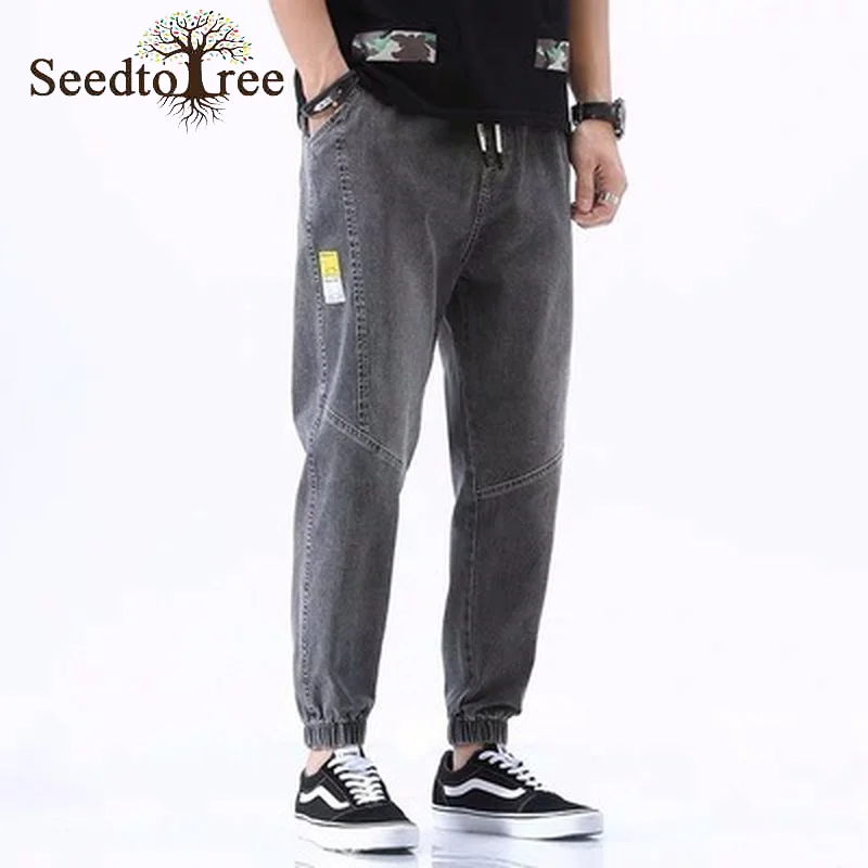 Solid Color Casual Men's Jeans Ankle Length Denim Trousers S-5XL Large Size Pencil Pants