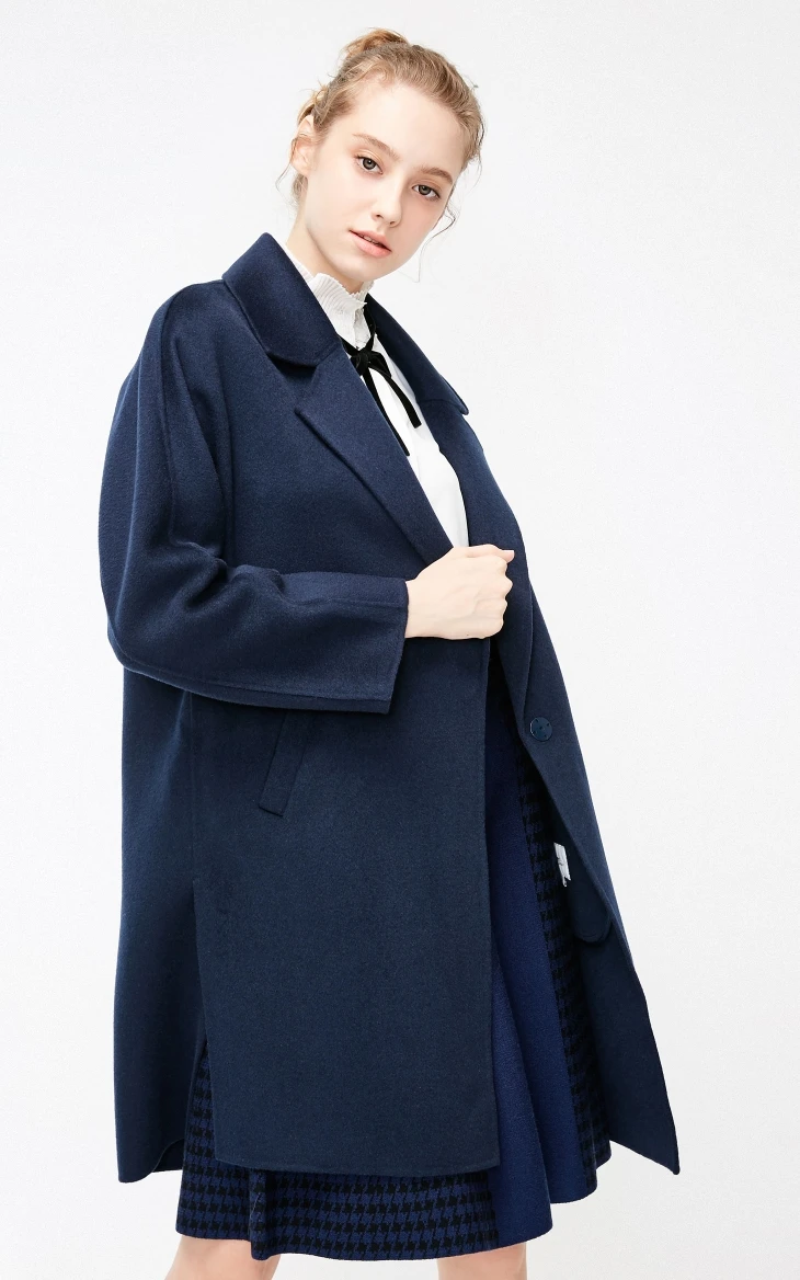 Vero Moda Женское шерстяное пальто средней длины со скрытыми пуговицами с отворотом на плече | 318427511