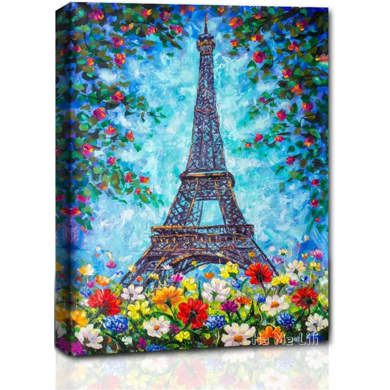 Абстрактная Эйфелева башня от Ho Me Lili настенное Искусство Синий Красный цветок и