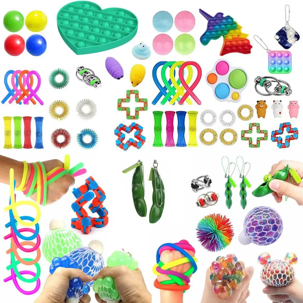 

Rainbow Push Bubble Pops Fidget Sensory Toy for Autisim Special Needs Anti-stress Game Stress Relief Squishy Pops Fidget Toys
