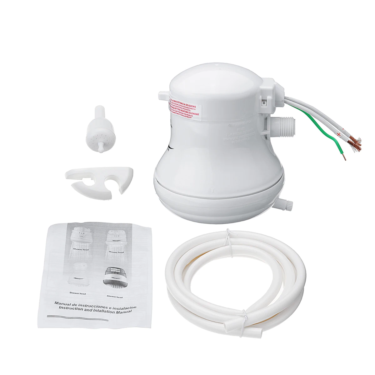 

3800W~5400W 110V/220-240V 0.8" Electric Shower Head 49A/25A Instant Water Heater 5.7ft + Hose Bracket