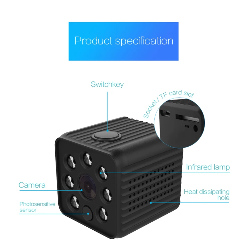 WiFi IP мини камера P2P видео рекордер HD 1080P Портативная Поддержка удаленного