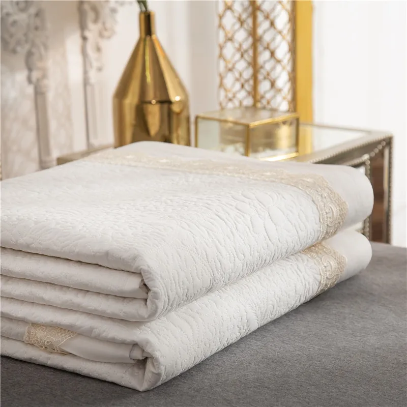 New 1pc 245x245cm and 245x265cm gray white cotton Bedspread and 2pcs pillowcase blanket Duvet Quilt bed cover