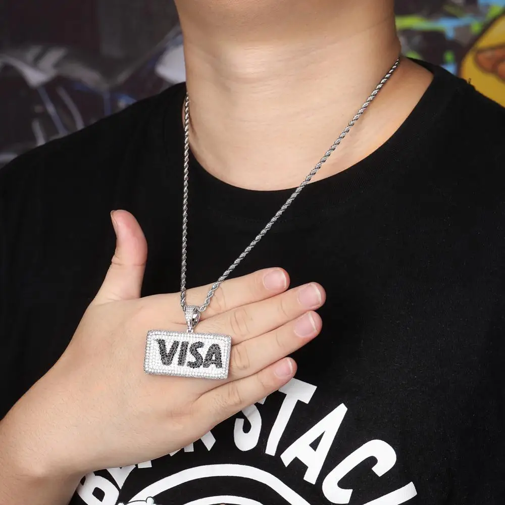 Кулон JINAO унисекс из кубической циркониевой цепи кулон в стиле хип-хоп с