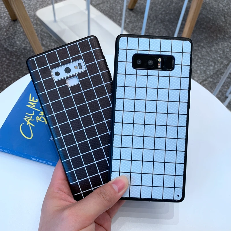 Для Samsung Galaxy S8 S9 S10 S10e J4 J6 Note 9 10 Plus M10 M20 M30 простой черный белый Клетчатая Сетка