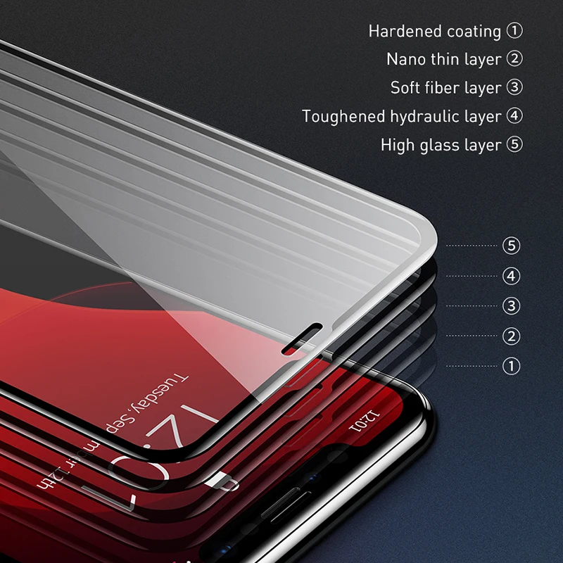 Baseus 2Pcs 0.3mm Full Coverage Screen Protector For iPhone 12 11 Pro Xs Max Xr Protective Tempered Glass For iPhone 12 Pro Max