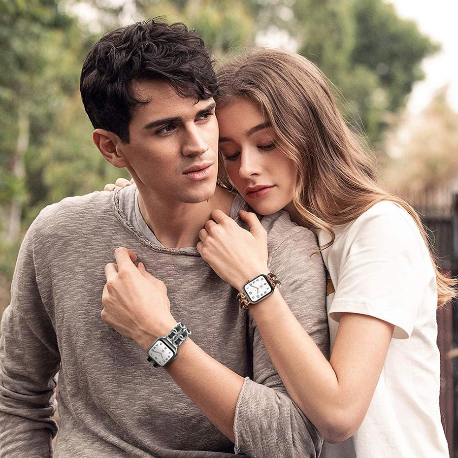 Ремешок кожаный для apple watch band 44 мм браслет цепочка Iwatch series 5 4 3 2 аксессуары 38 40 42