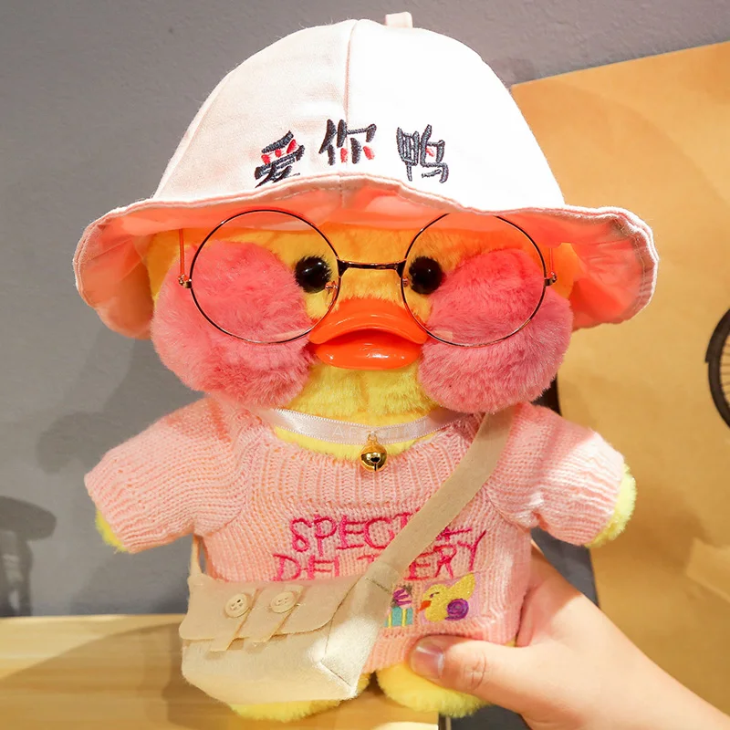 

30cm Kawaii Plush Toy Duck Lalafanfan Duck Creative Stuffed Animal Soft Doll Coffee Yellow Ducks for Girl Children Birthday Gift